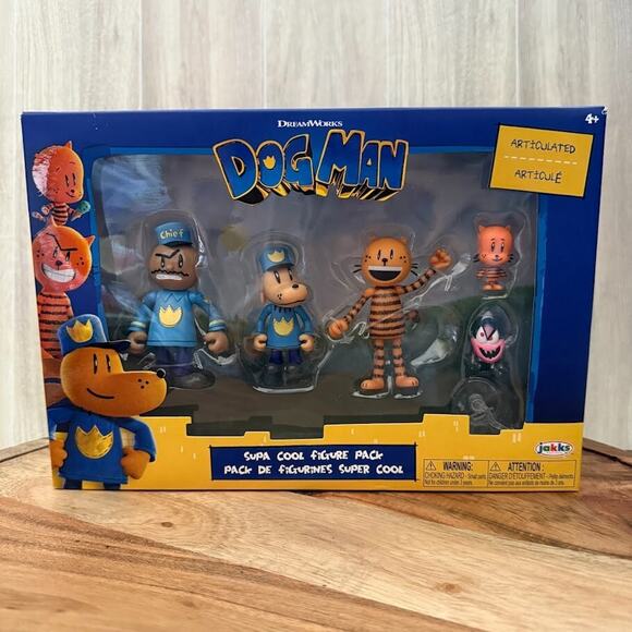 DOG MAN Movie -5 Pack Figures Multipack New 2025 Jakks Pacific Dreamworks Chief - Picture 1 of 7